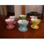 vintage 1940s set maling lustre sundae dishes