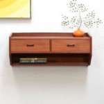 vintage 1950s danish modern teak floating entry console