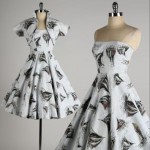 vintage 1950s sailboat print dress with bolero