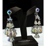 vintage 1960s crystal glass tiered earrings