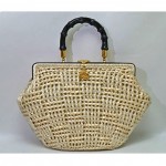 vintage 1960s italian raffia bamboo handble purse