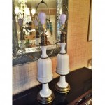 vintage 1960s paul hanson pair opaline glass table lamps