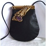 vintage 1980s leather and amethyst purse