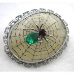 vintage art deco french spider web glass brooch