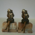 vintage art deco spelter bookends