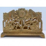 vintage art nouveau brass sunflower letter rack