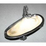 vintage carl schon silver seahorse shell soap dish