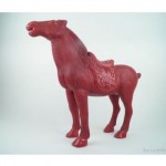 vintage chinese carved cinnabar horse statue