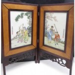 vintage chinese famille rose framed plaques