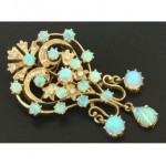 vintage diamond opal brooch pendant