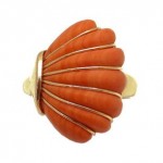 vintage estate 14k coral shell ring