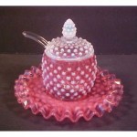 vintage fenton hobnail jam set with spoon