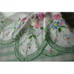 vintage hand embroidered linen tablecloth