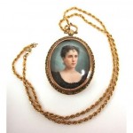 vintage handpainted portrait necklace