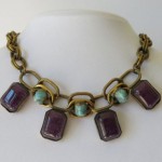 vintage henkel & grosse amethyst turquoise glass necklace