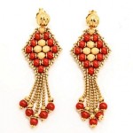 vintage italian 18k coral bead earrings