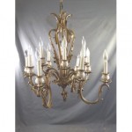 vintage italian bronze and porcelain chandelier