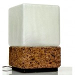 vintage laurel cork and glass cube table lamp