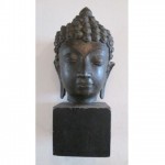 vintage metal buddha head sculpture