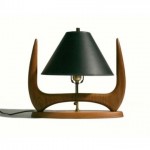 vintage mid-century danish modern sculptural walnut table lamp