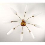 vintage mid-century danish teak glass chandelier