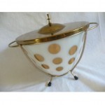 vintage mid-century fire king covered bowl