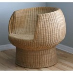 vintage mid-century wicker rattan pod chair