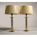 vintage pair 1950s brass table lamps