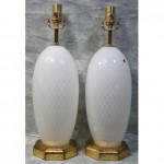 vintage pair italian murano opaline glass lamps