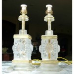 vintage pair lalique frosted glass lamps