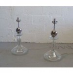 vintage pair mid-century laurel glass chrome table lamps