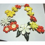 vintage sandor enamel flower necklace