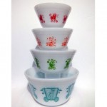 vintage set circus series federal glass mixing bowls