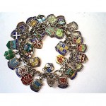 vintage silver enamel charm bracelet