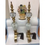 vintage st clair glass and brass andirons