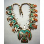 vintage sterling inlay bird necklace