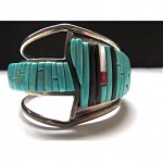 vintage sterling turquoise row bracelet