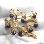 vintage tiffany 18k lapis diamond brooch