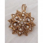 vintage victorian diamond seed pearl pendant brooch