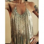 vintage whiting and davis silver mesh halter top