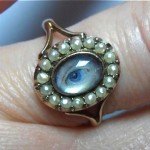 antique 1800s seed pearl lovers eye ring