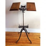 antique 1895 library cast iron and wood dictionary book stand