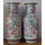 antique 19th century chinese famille rose porcelain baluster vases