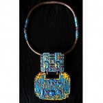 antique chinese scenic silver enamel necklace