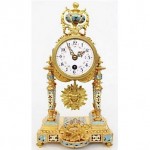 antique french bronze ormolu and champleve portico mantel clock