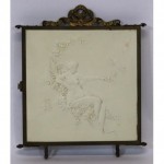 antique french victorian tri-fold vanity mirror