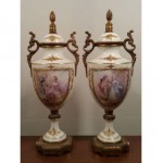 antique pair french porcelain urns