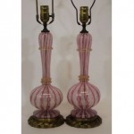 antique pair hand blown italian murano glass lamps