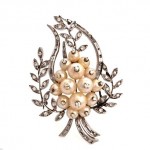 antique platinum diamond pearl brooch