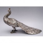 antique solid silver peacock